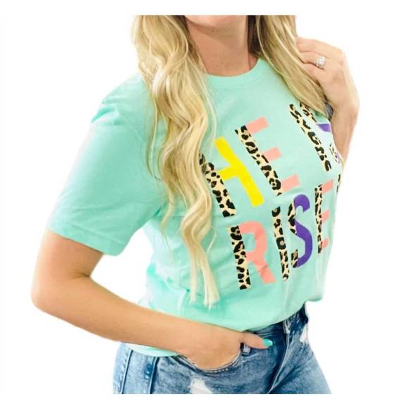 NEW SPIRIT TO A TEE he is risen leopard tee in mint - Picture 2 of 3